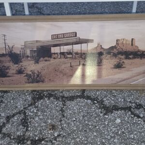 Desert Gas Station Wall Art - Sepia Landscape